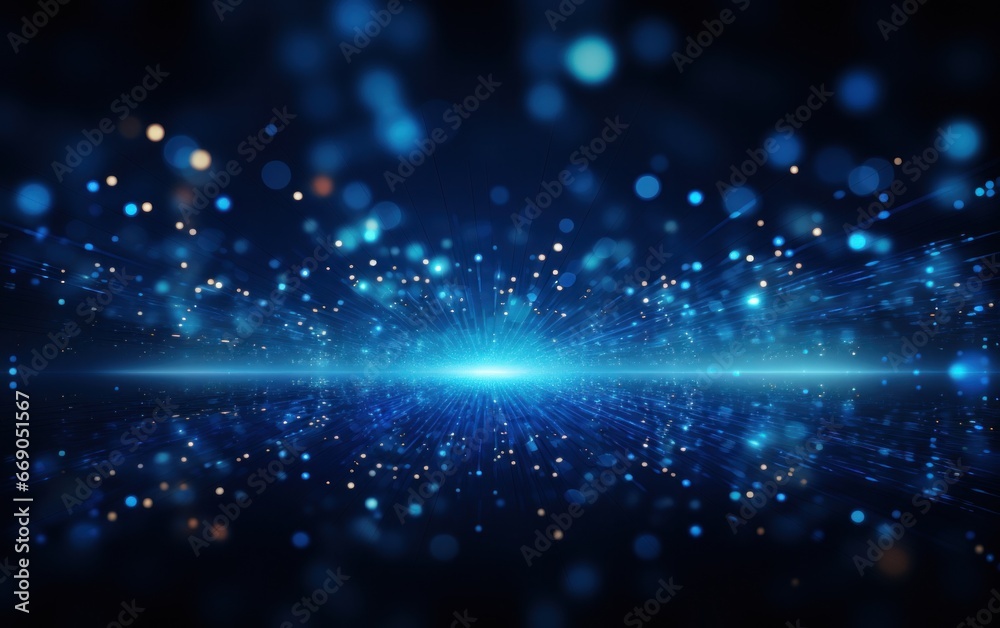 Abstract blue vortex background with dots on dark background