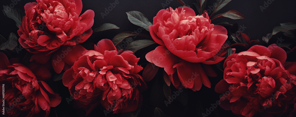 Beautiful red peony flowers