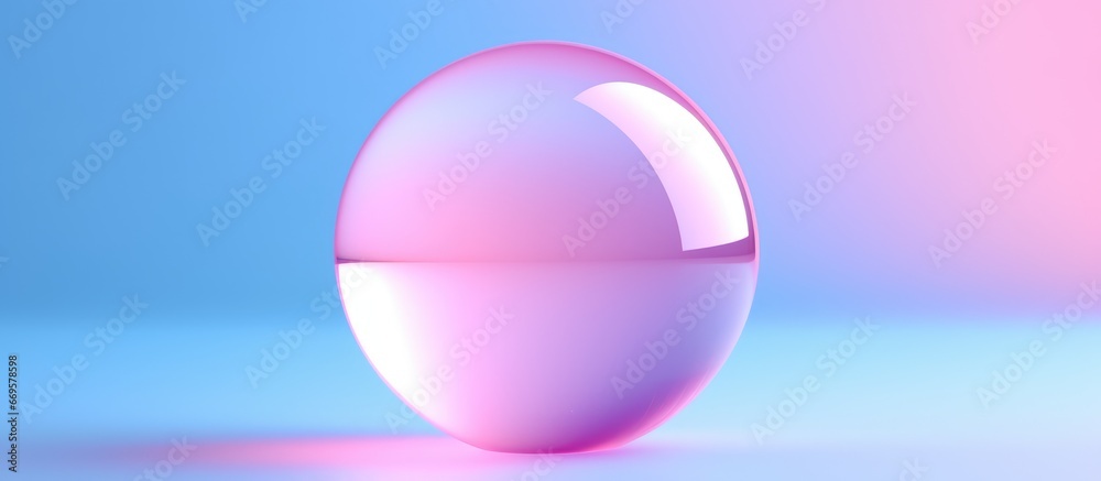 Abstract pink crystal ball on blue background with pastel tones Minimalistic style AI generated