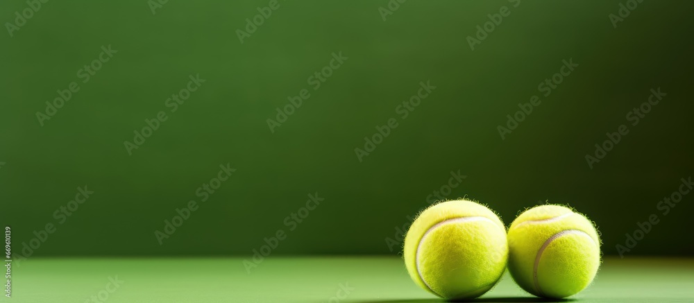 Green backdrop with tennis ball