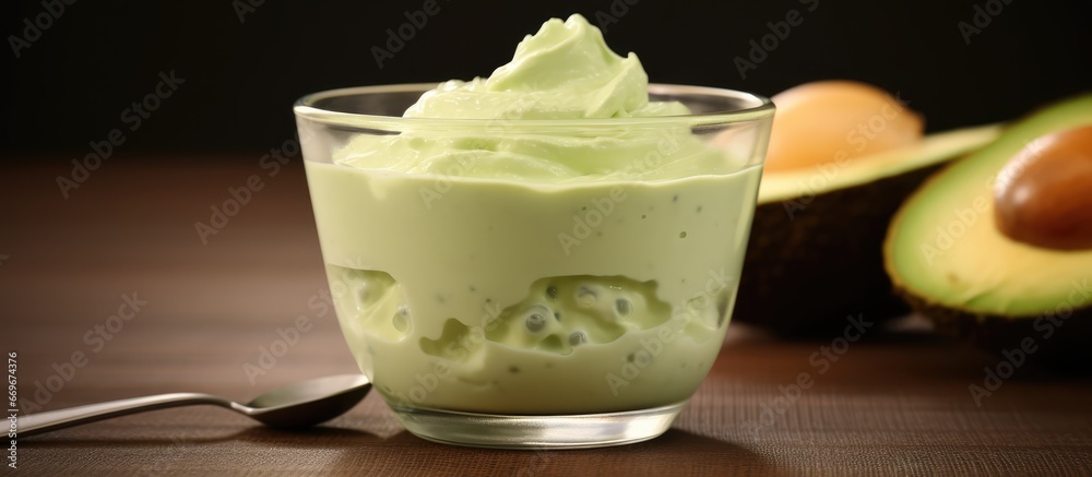 Avocado sago jelly dessert pureed avocado cream sago condensed milk cold