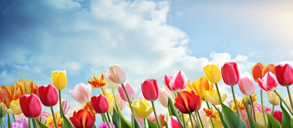 Tulips flourishing in the garden