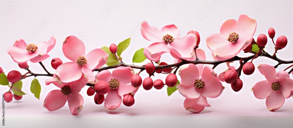 Cornus florida producing pink blossoms