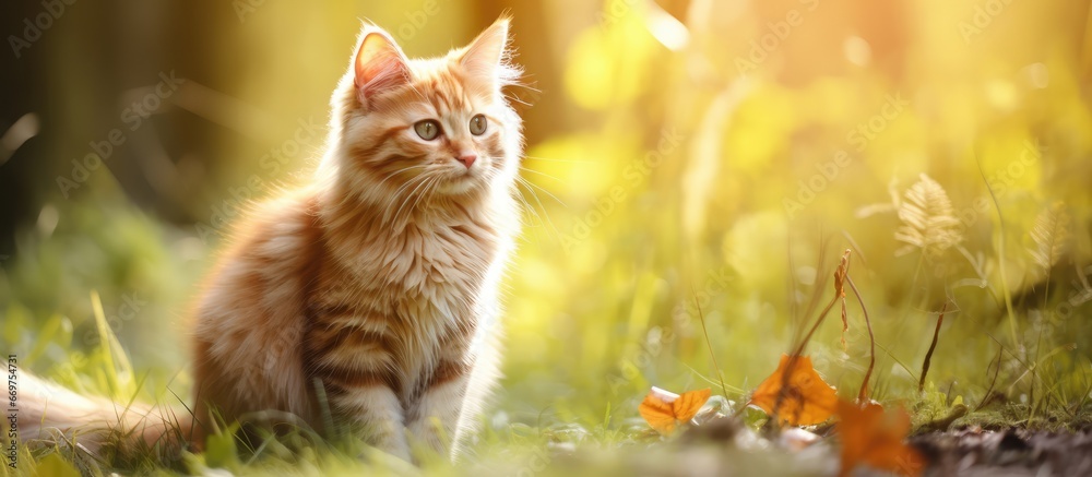 Adorable feline surrounded by nature