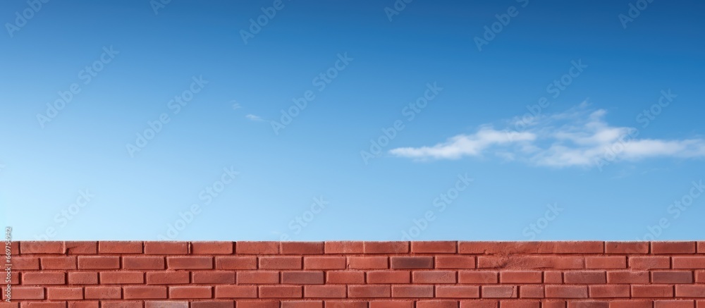 Red wall contrasted with sky