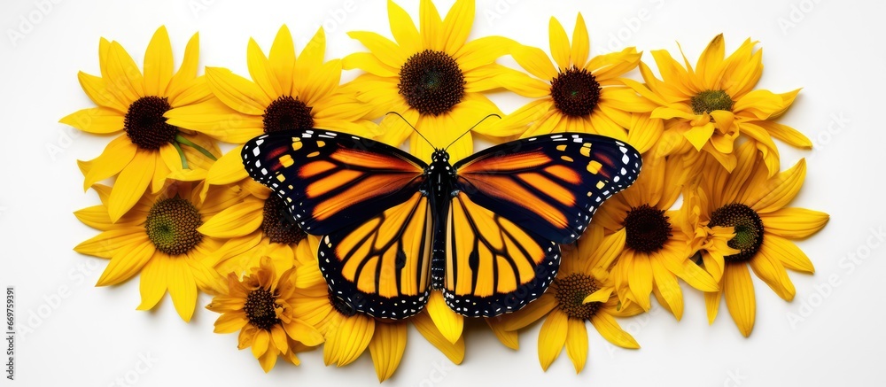 Butterfly rests on Rudbeckia flower