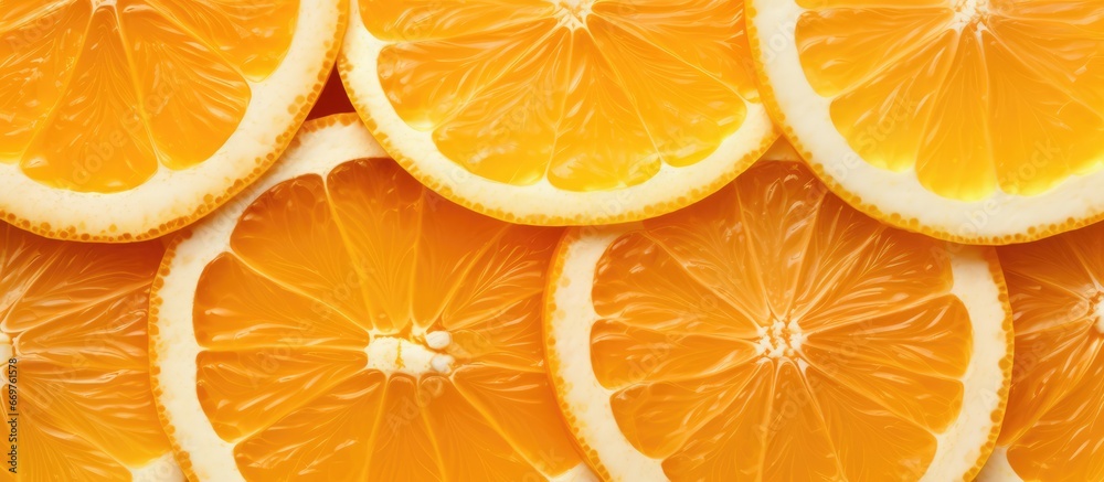 Macro view of desiccated orange slices