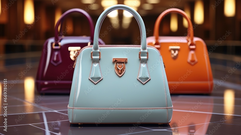 Luxury High-fashion handbags.