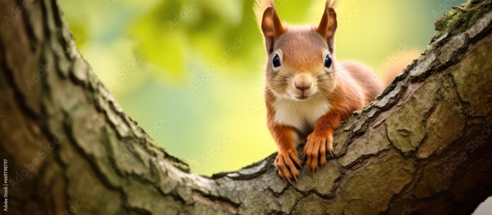 German tree with red squirrel