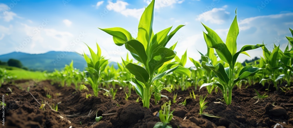 Expansive perspective on developing corn field