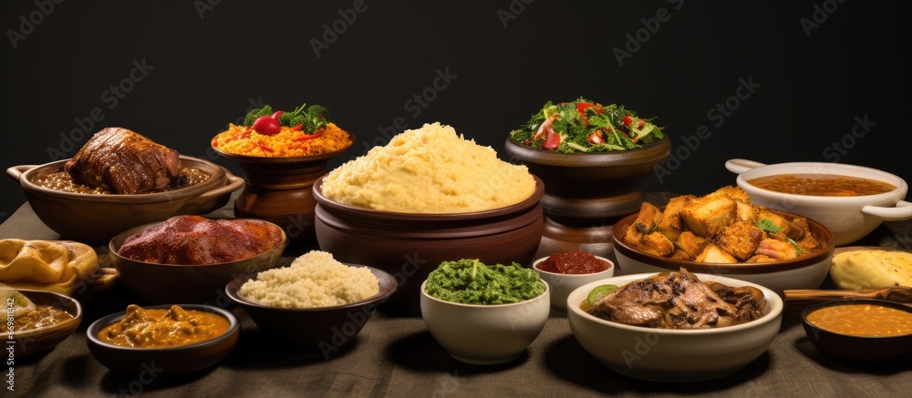 Ugandan cuisine at a buffet