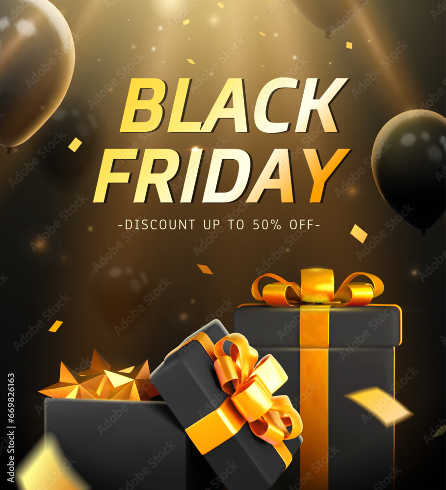 3D Golden Black Friday sale poster