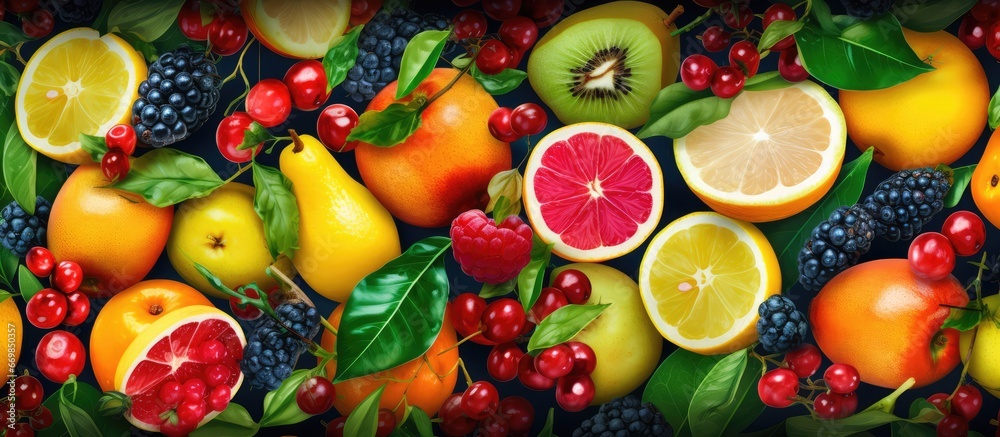 Fruit themed seamless pattern with oil paint effect perfect for any purpose