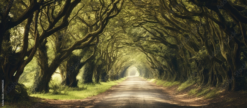 Rustic pathway in the countryside with vintage retro vibe