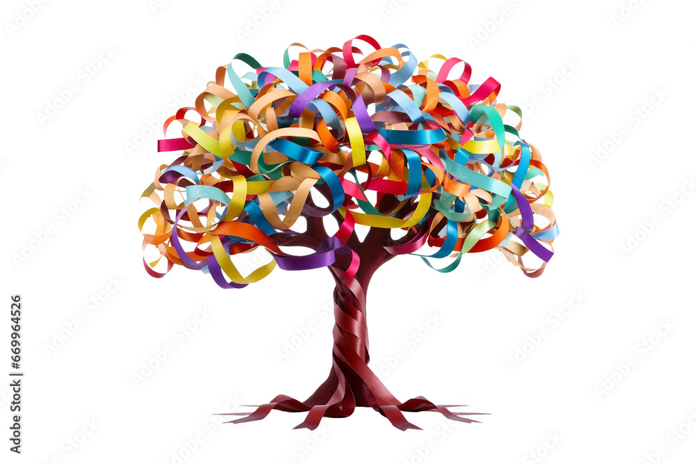 Colorful Ribbons Representing Peace on transparent background.