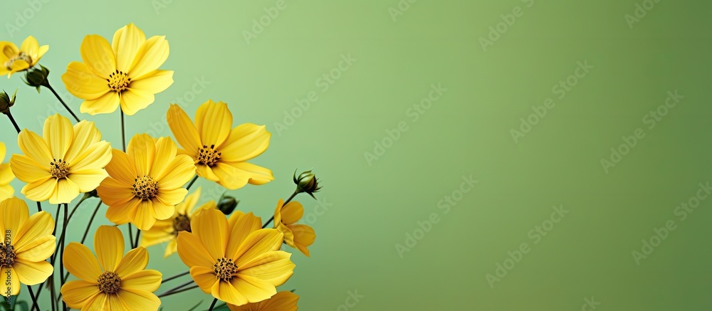 Beautiful yellow flowers against a green backdrop