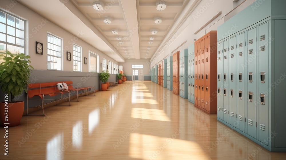 School hallway with lockers.