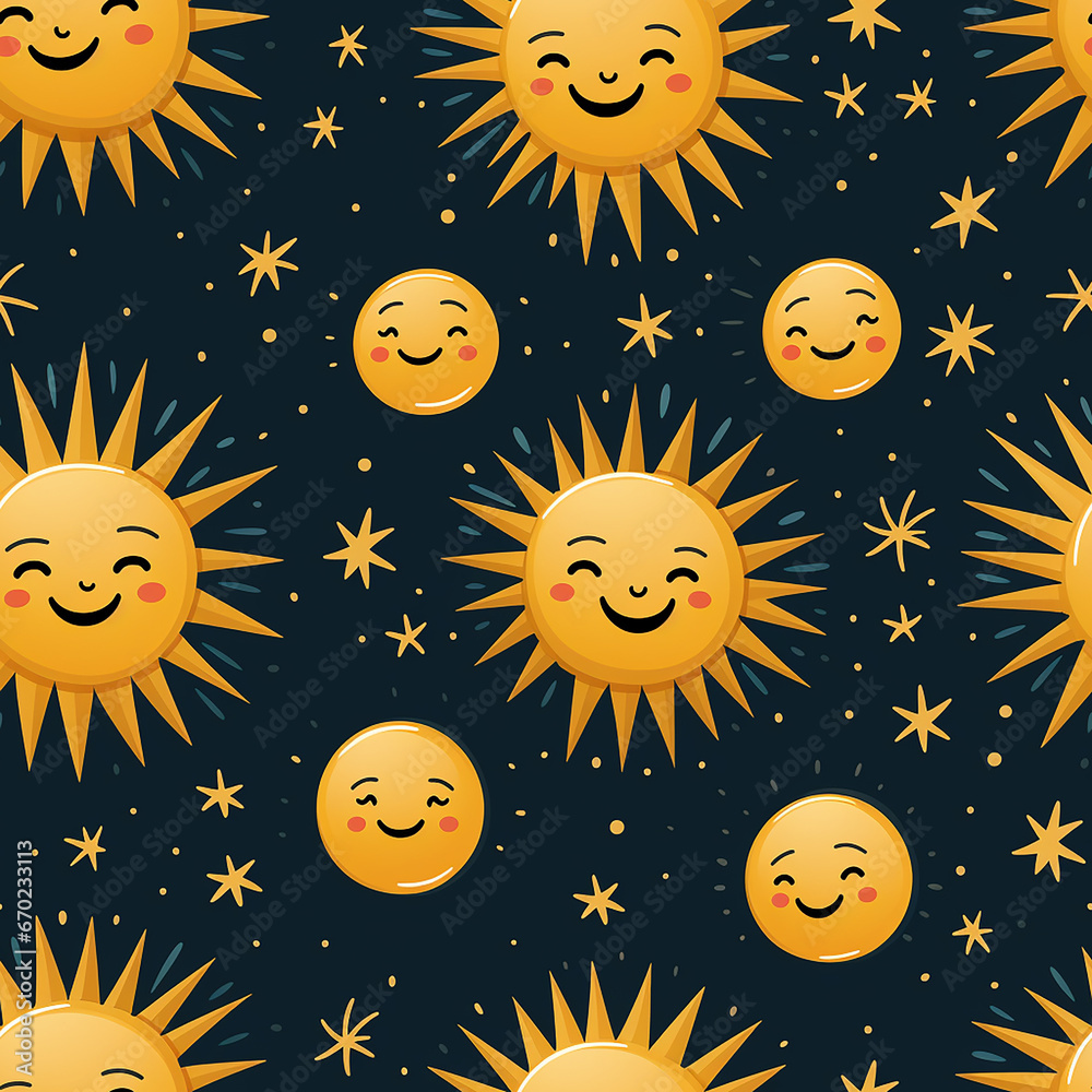 cute yellow childish sun pattern