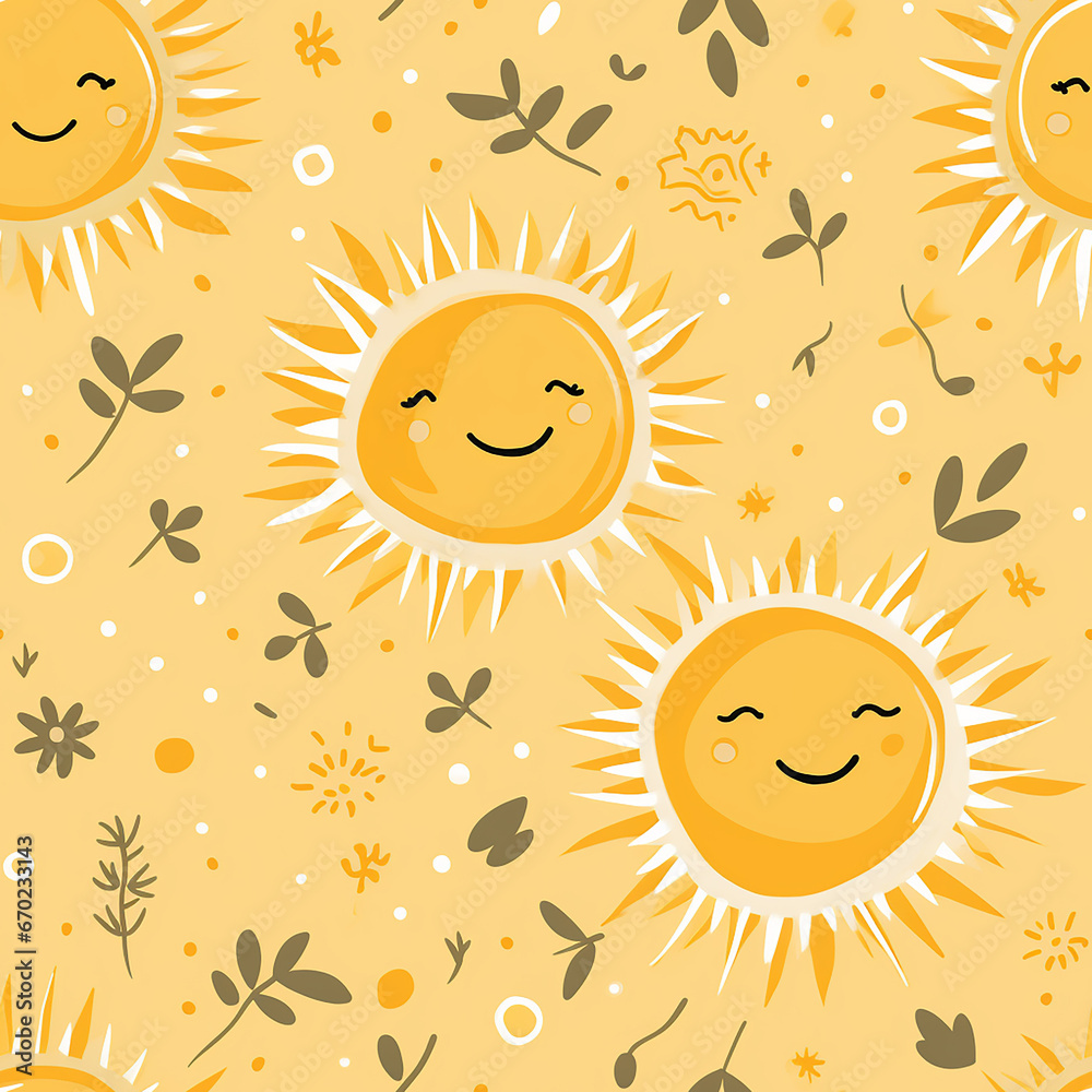 cute yellow childish sun pattern