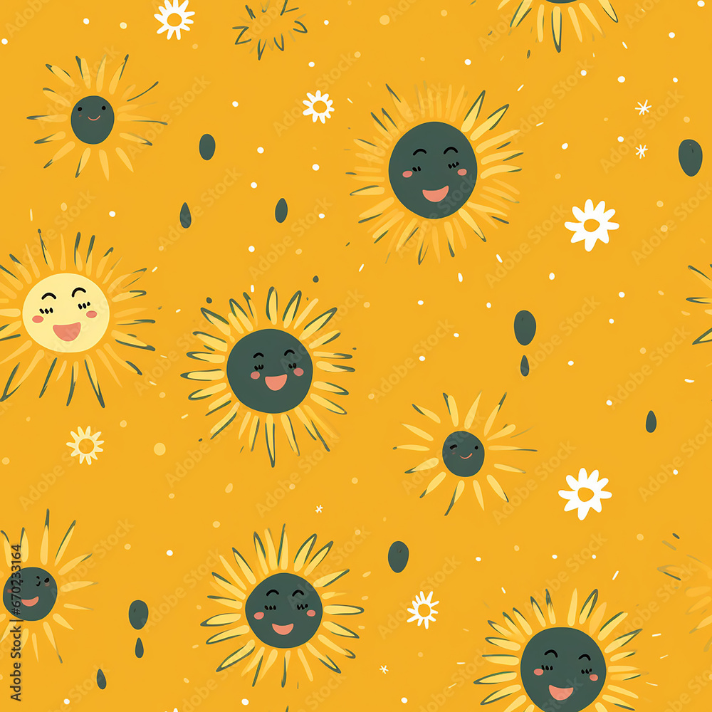 cute yellow childish sun pattern