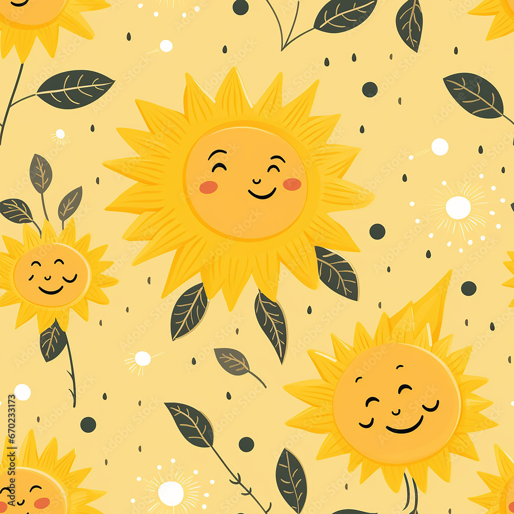 cute yellow childish sun pattern