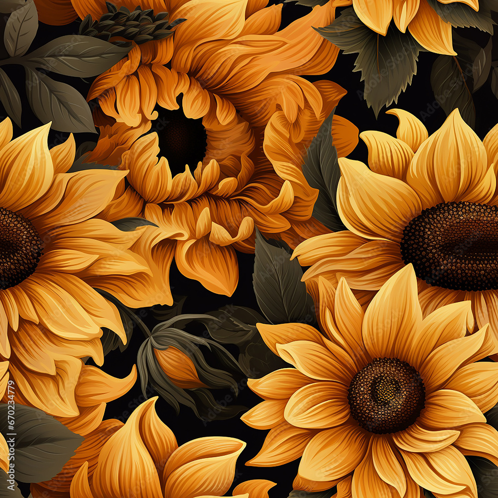 Yellow sunflowers pattern