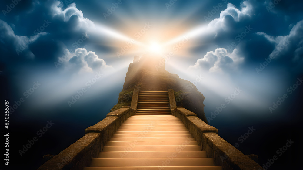 stairway to heaven, Stairway through the clouds to the heavenly light.