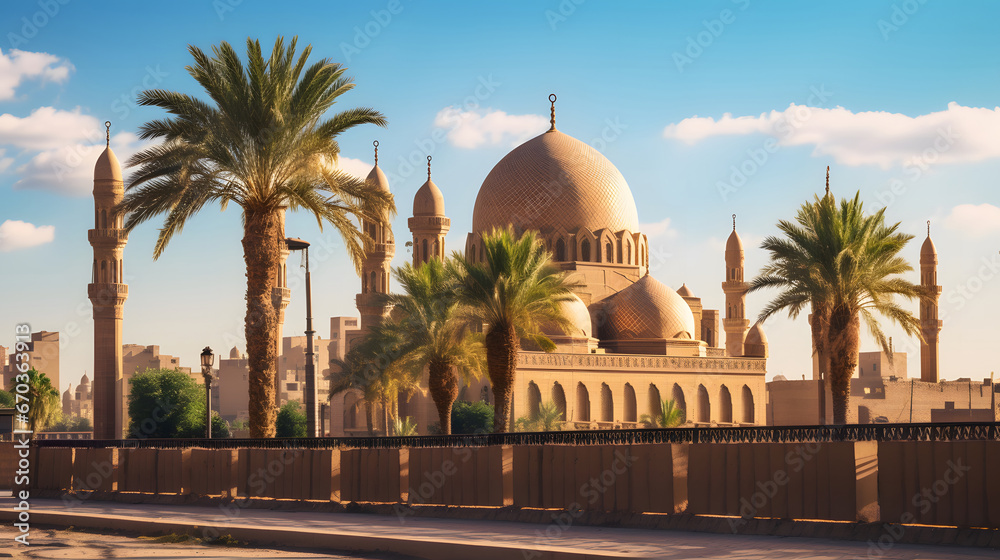 Mosque in old Cairo, beautiful eastern architecture of Egypt