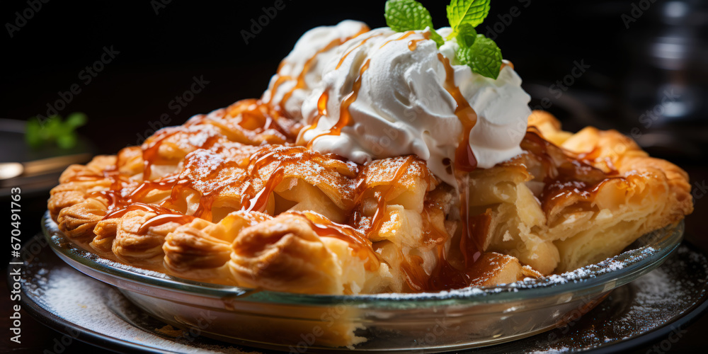 Sweet Apple Pie with Sugar and Cinnamon. Pastry concept. Generative AI