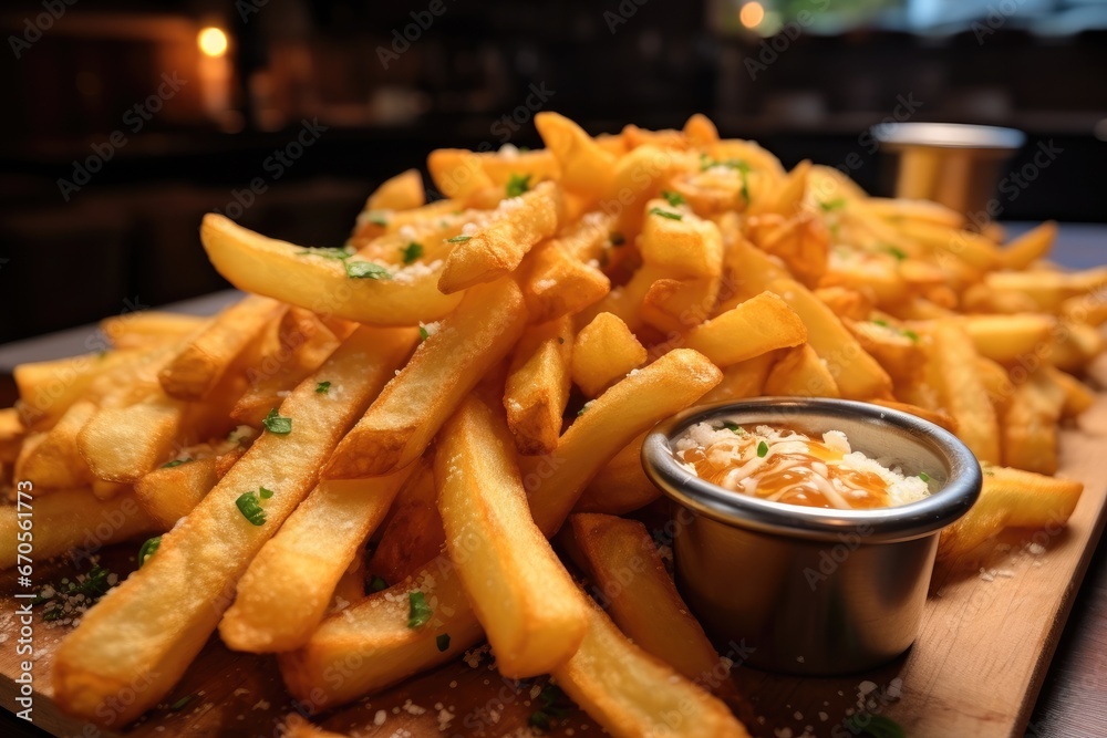 Really good looking thick french fries.