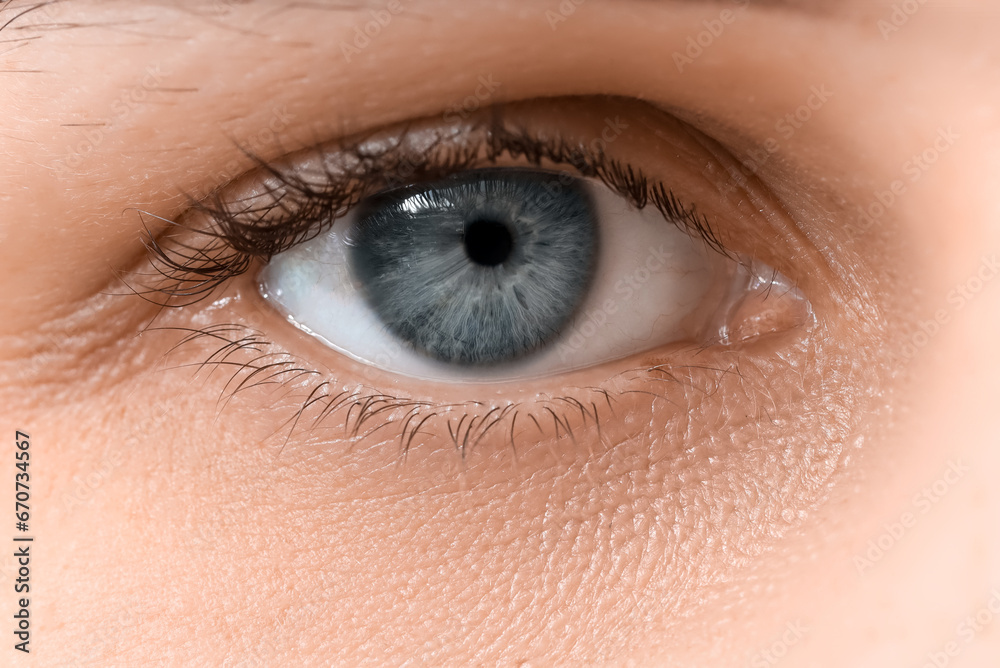 Woman with grey eyes, closeup