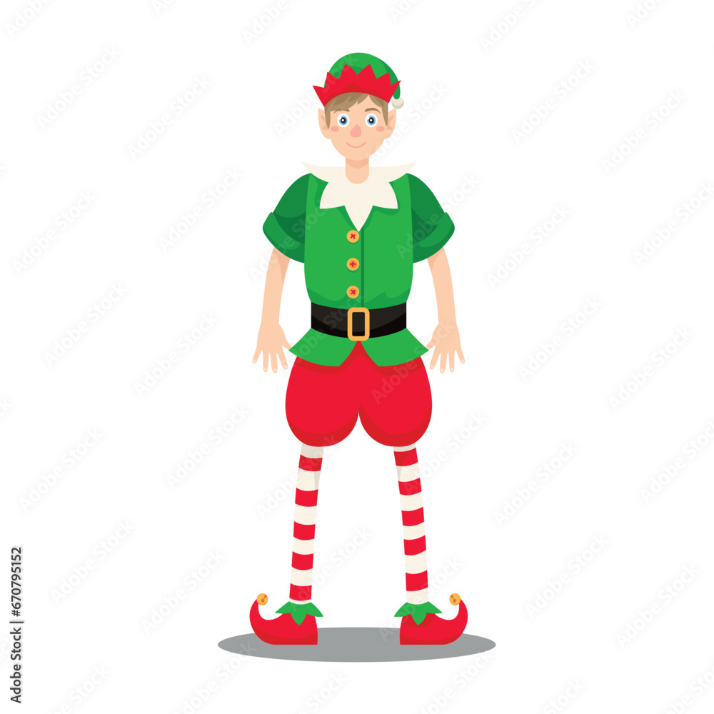 Christmas elf on white background