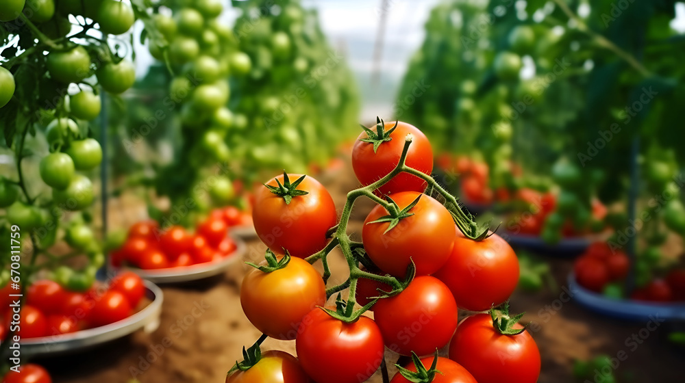 tomatoes in the garden, Fresh tomatoes picked from the greenhouse