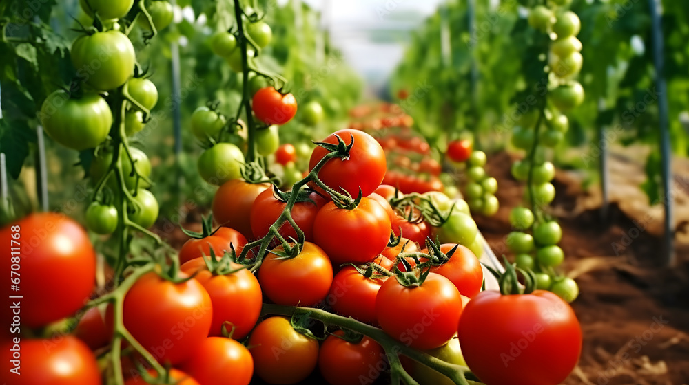 tomatoes in the garden, Fresh tomatoes picked from the greenhouse