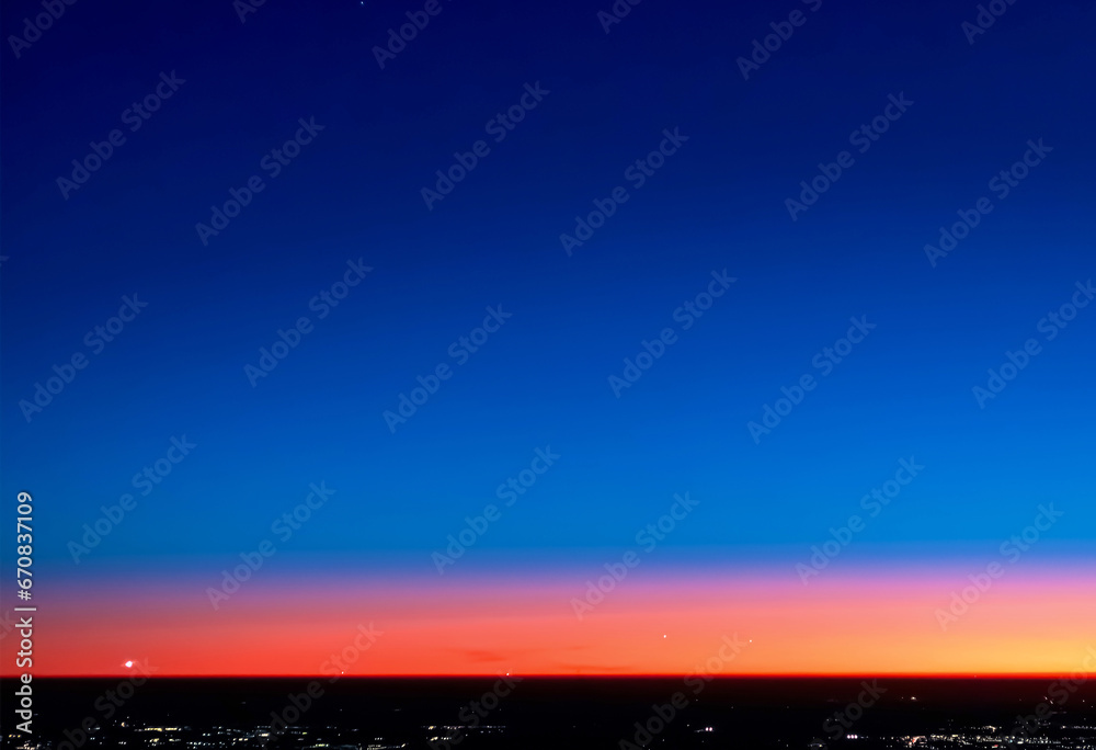 Dramatic colorful sunset over the horizon with Tokyo in the foreground