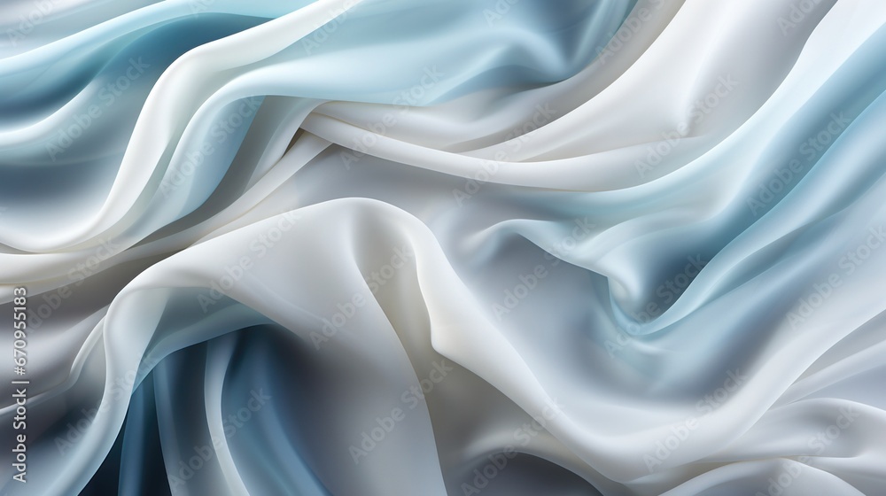 Elegant white and light blue silk background. Luxurious wedding concept. Generative AI