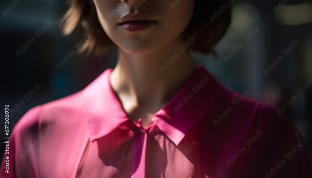 Young businesswoman standing indoors, looking at camera with confidence generated by AI