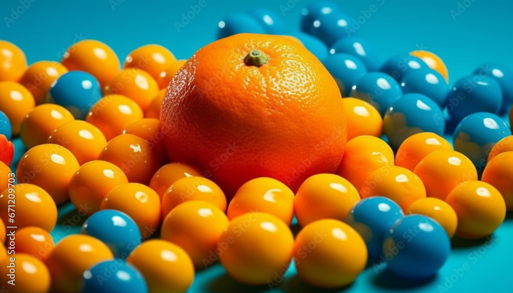 Fresh orange citrus fruit, ripe and sweet, a healthy snack generated by AI