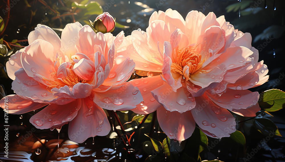 Nature beauty in a vibrant bouquet, celebrating love and romance generated by AI