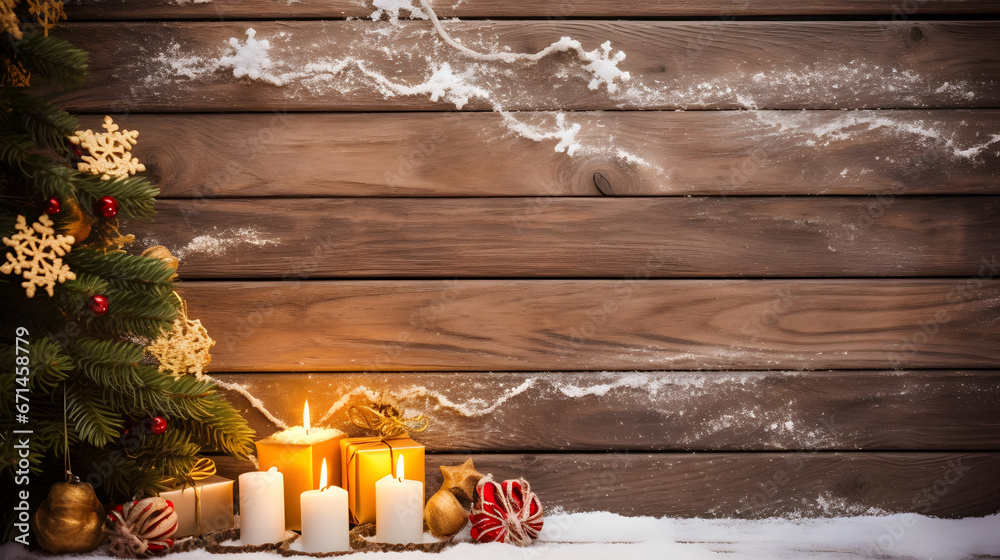 Christmas decoration on wooden background