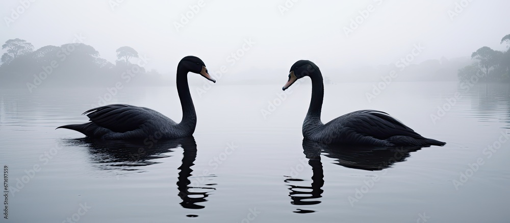 Two Black Swans captured in Woy Woy on the Central Coast of New South Wales Australia