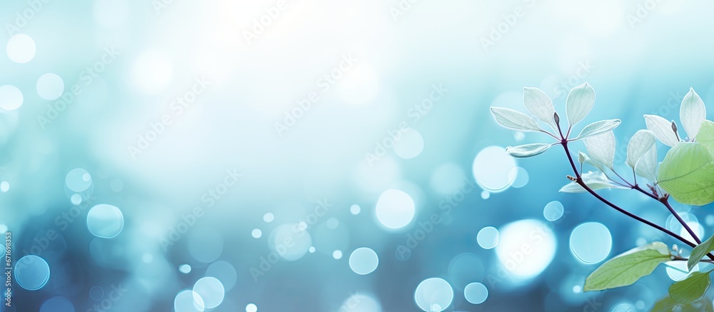 Background with a nature theme featuring bokeh in a shade of pale blue