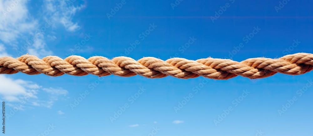 A rough string hanging against the blue sky