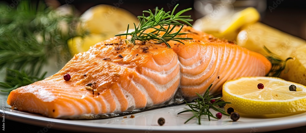 Potatoes and a fillet of salmon