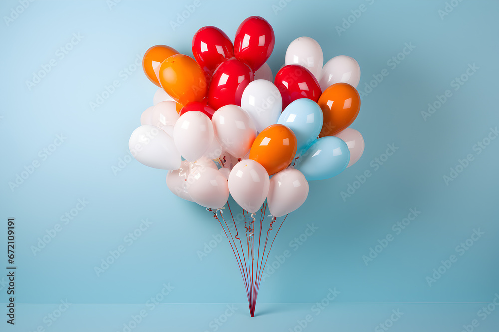 Heart-shaped balloons forming a colorful bouquet