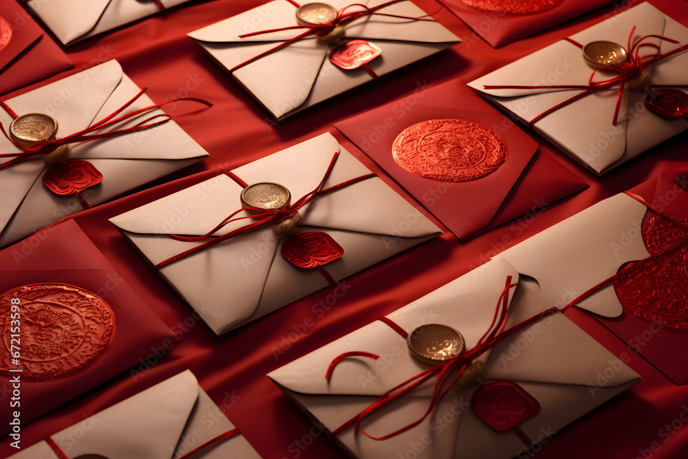 envelopes sealed with heart-shaped wax seals