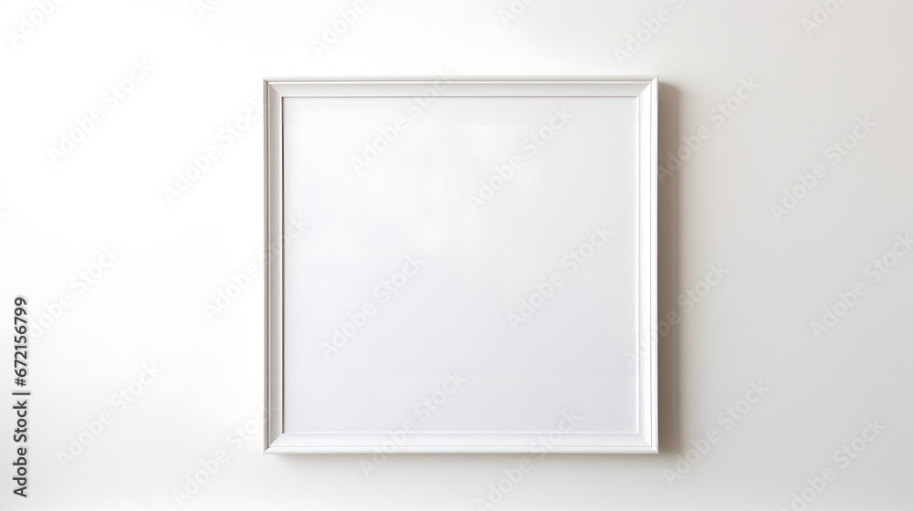 wooden frame isolated on white background, empty frame on the wall