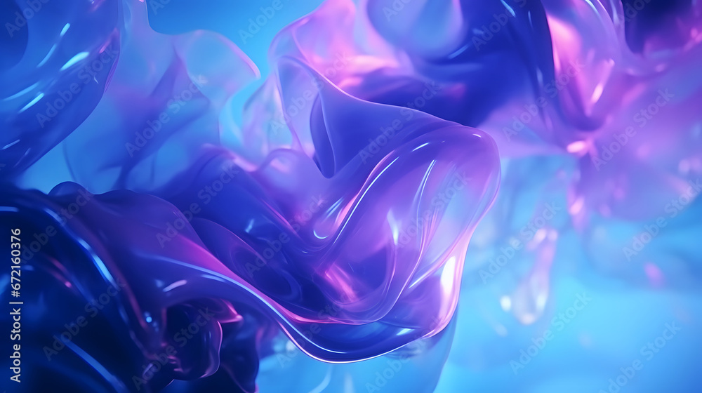 abstract background with waves, Mesmerizing movement of colorful fluids in a zero-gravity environment. blue neon magma