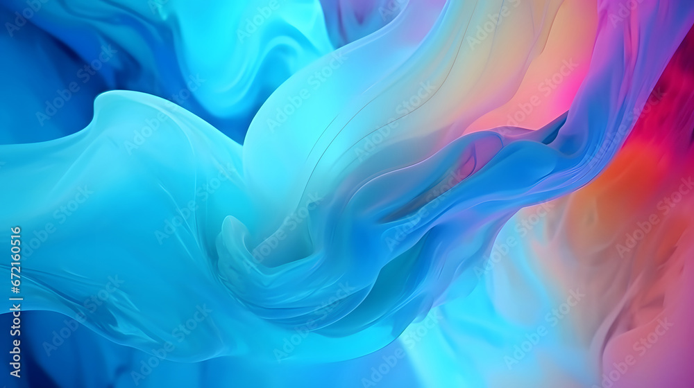 abstract background with waves, Mesmerizing movement of colorful fluids in a zero-gravity environment. blue neon magma