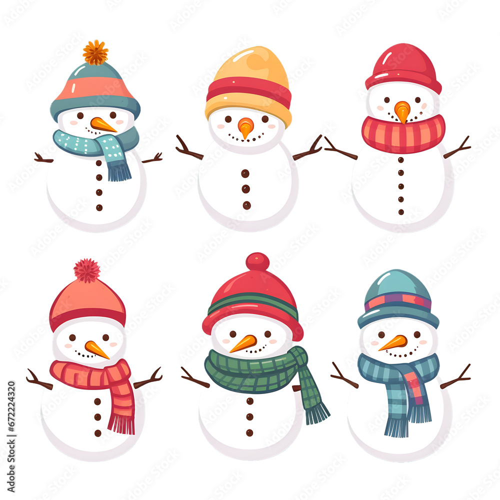 snowman for decorations. cartoon on Christmas and New Year gift concept.